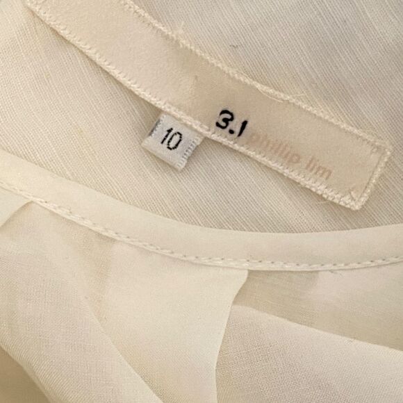 1424 3.1 Phillip Lim Size 10 Whit Lace Yoke Blouse Sleeveless New - Picture 6 of 10